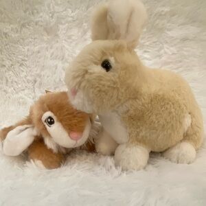 Source Unknown Fluffy Bunny Duo - Tan and White